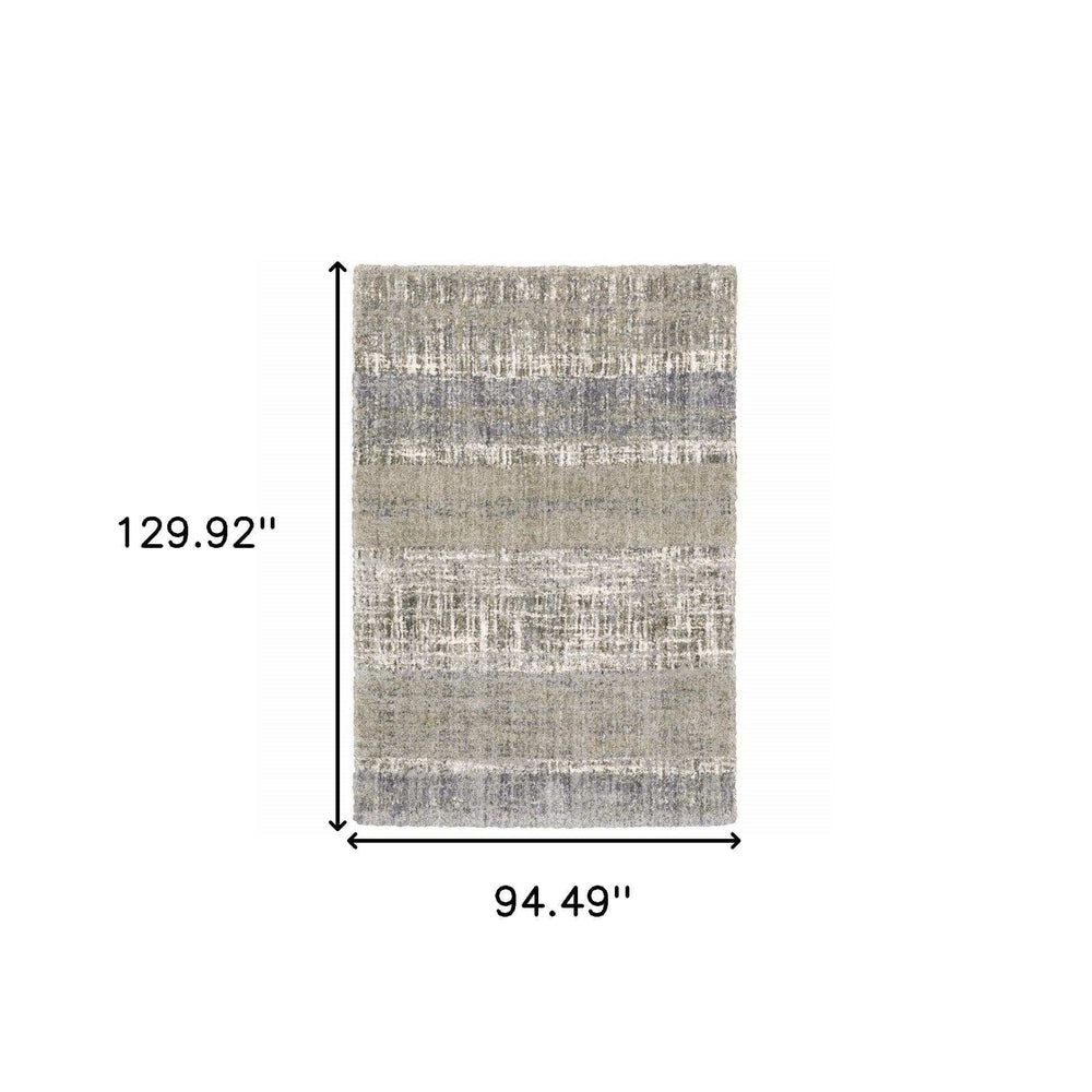 8' X 10' Grey And Ivory Abstract Lines Area Rug - Homeroots - Flyclothing LLC