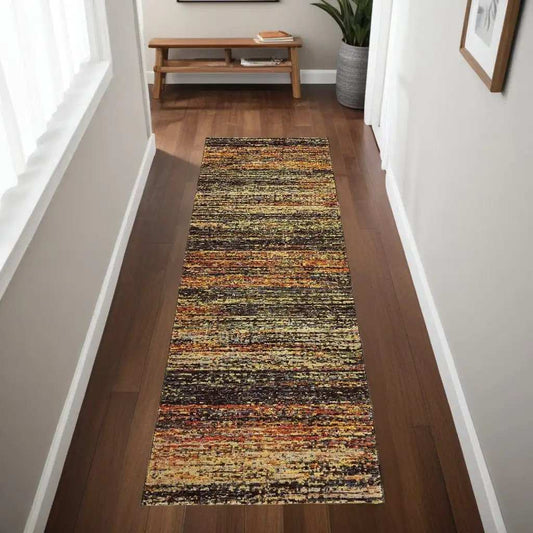 2' X 8' Gold And Slate Abstract Runner Rug - Homeroots - Flyclothing LLC