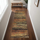 2' X 8' Gold And Slate Abstract Runner Rug - Homeroots - Flyclothing LLC