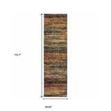 12' Gold And Slate Abstract Runner Rug - Homeroots - Flyclothing LLC
