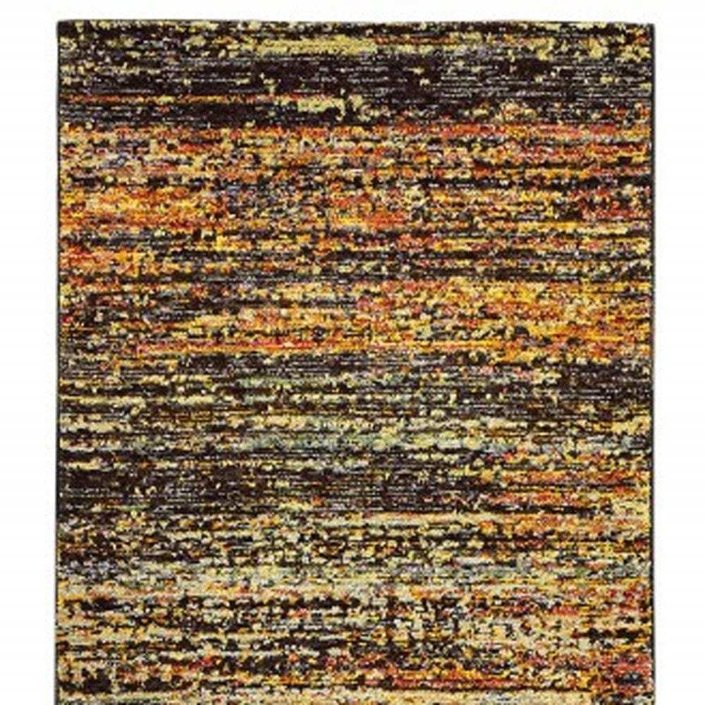 12' Gold And Slate Abstract Runner Rug - Homeroots - Flyclothing LLC