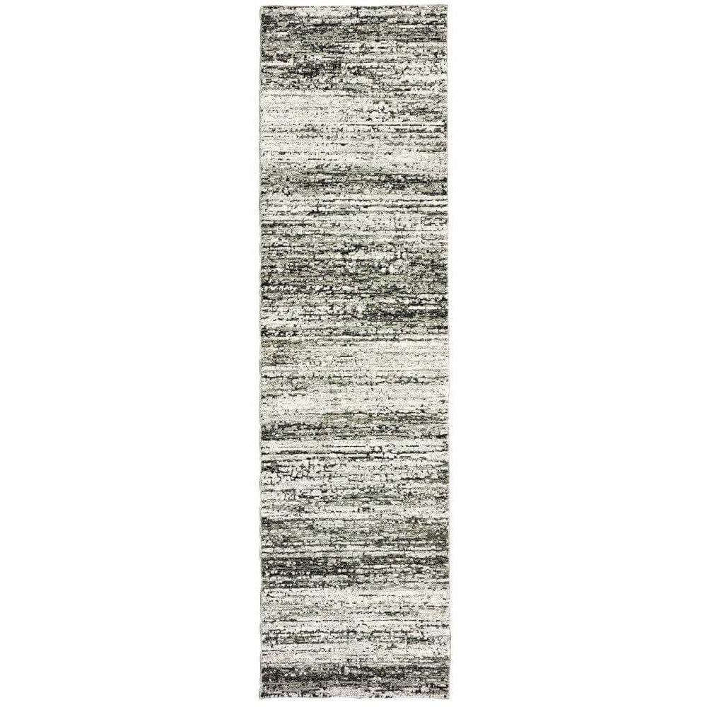 12' Ash And Slate Abstract Runner Rug - Homeroots - Flyclothing LLC