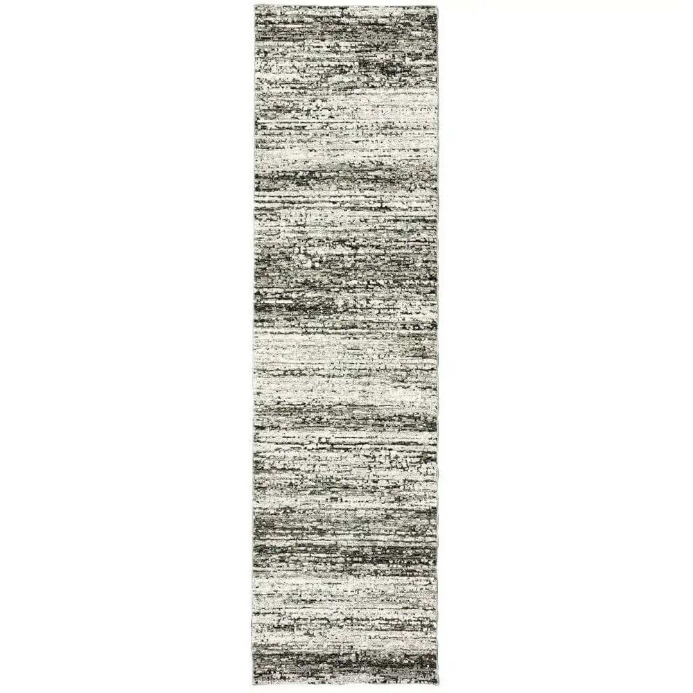 12' Ash And Slate Abstract Runner Rug - Homeroots - Flyclothing LLC