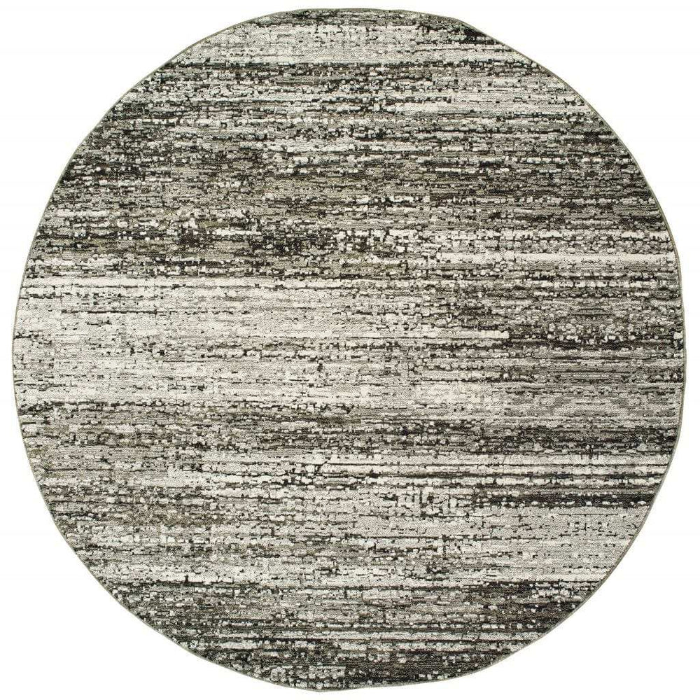 7' Round Ash And Slate Abstract Area Rug - Homeroots - Flyclothing LLC