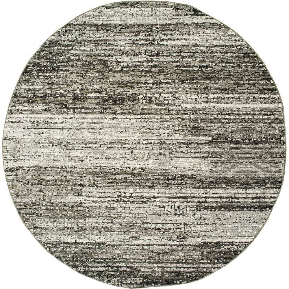 7' Round Ash And Slate Abstract Area Rug - Homeroots - Flyclothing LLC