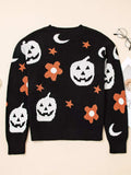 Halloween Gothic Pattern Long Sleeve Sweater - Trendsi - Flyclothing LLC