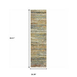 2' X 8' Gold And Green Abstract Runner Rug - Homeroots - Flyclothing LLC