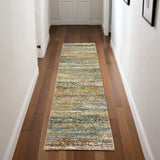 2' X 8' Gold And Green Abstract Runner Rug - Homeroots - Flyclothing LLC