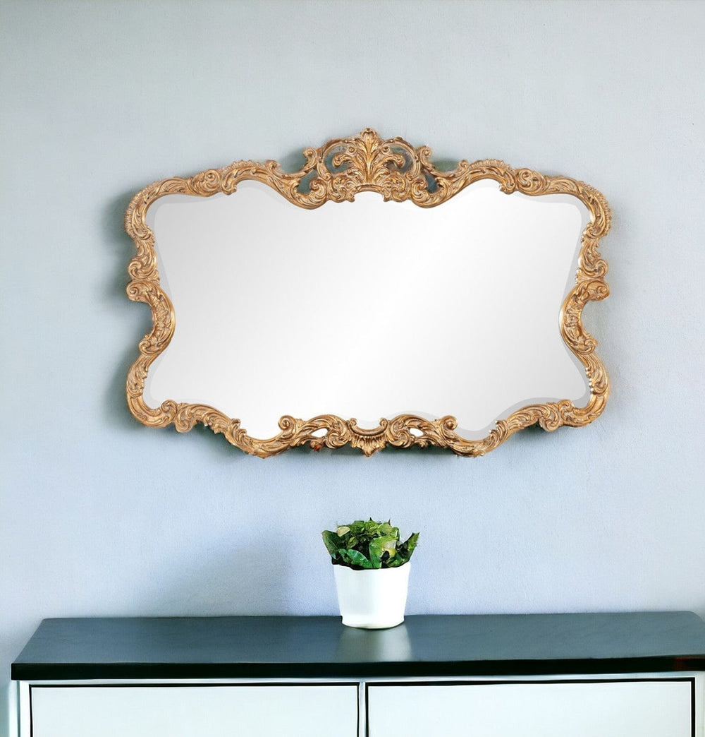 27" Gold Ornate Scroll Framed Accent Mirror - Homeroots - Flyclothing LLC