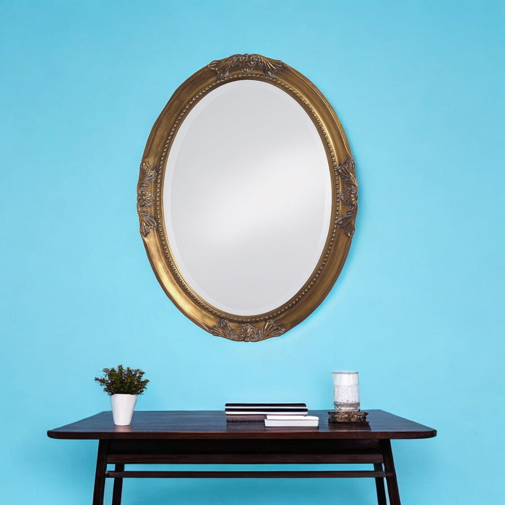 33" Gold Oval Framed Accent Mirror - Homeroots - Flyclothing LLC
