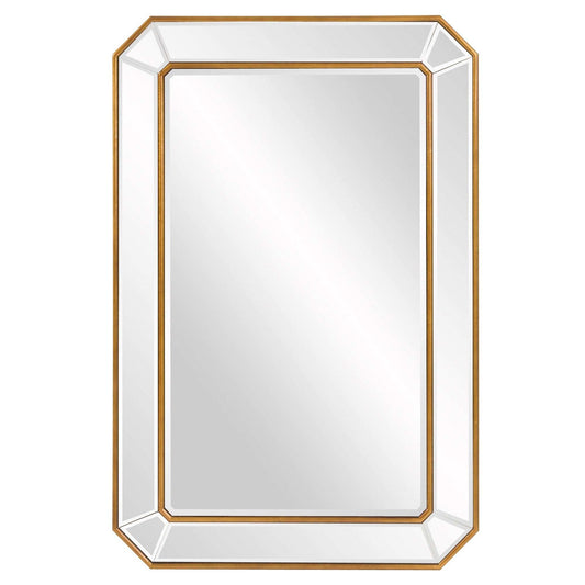 Recatngle Gold Leaf Mirror With Angled Corners Frame - Homeroots - Flyclothing LLC