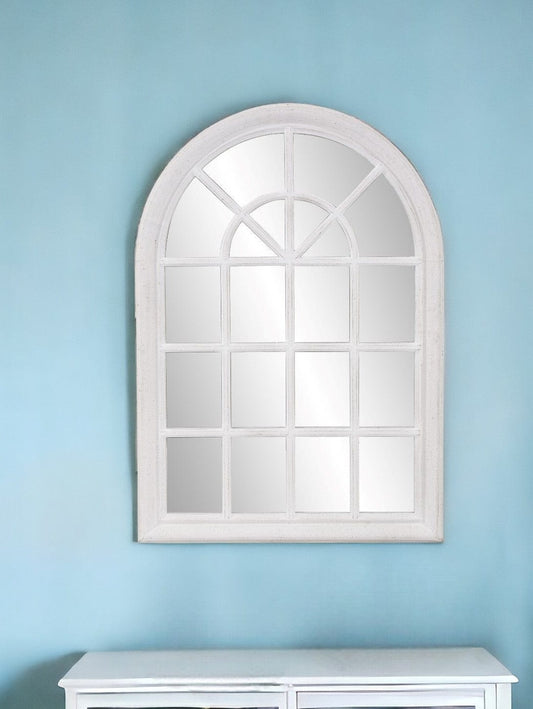41" White Arch Framed Accent Mirror - Homeroots