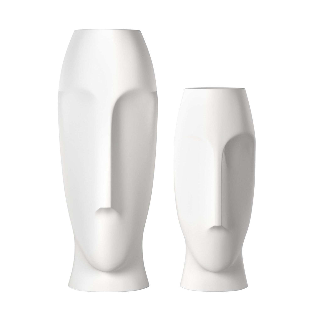 Set of Two Ceramic White Cylinder Table Vases - Homeroots - Flyclothing LLC
