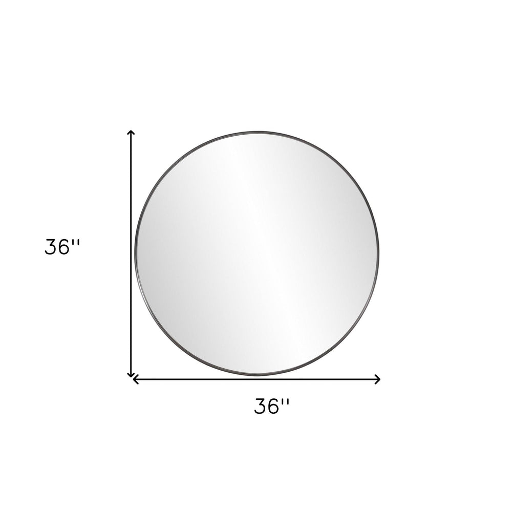 36" Black Round Framed Accent Mirror - Homeroots - Flyclothing LLC