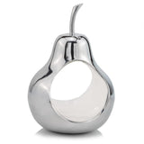 17" Silver and White Cast Aluminum Pear Shaped Accent Bowl - Homeroots