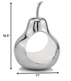 17" Silver and White Cast Aluminum Pear Shaped Accent Bowl - Homeroots