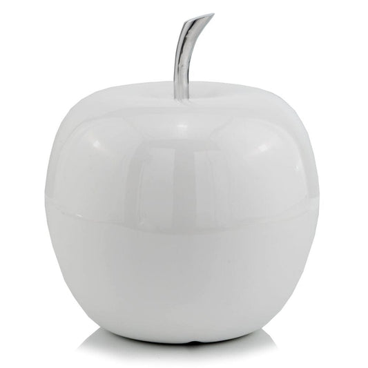 13" White Aluminum Decorative Apple Tabletop Sculpture - Homeroots
