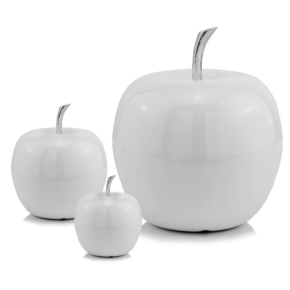13" White Aluminum Decorative Apple Tabletop Sculpture - Homeroots