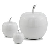 13" White Aluminum Decorative Apple Tabletop Sculpture - Homeroots