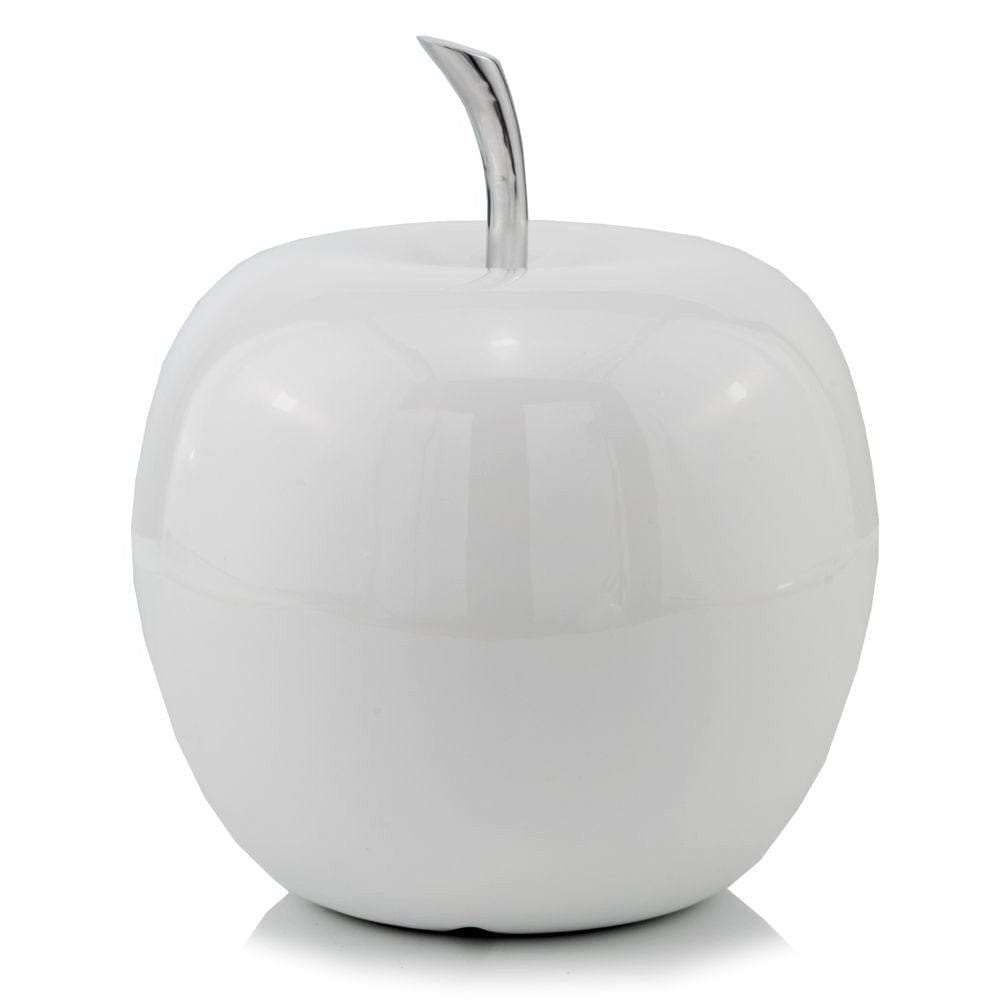13" White Aluminum Decorative Apple Tabletop Sculpture - Homeroots