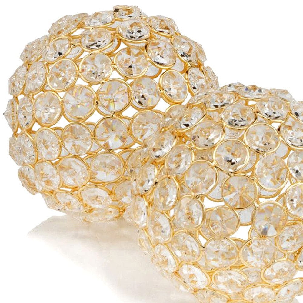 Set Of 2 4" Polished Spheres In Brilliant Shiny Luster Finished And Golden Frame - Homeroots