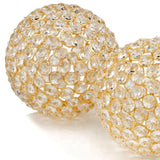 Set Of Two 5" Gold And Faux Crystal Bling Spheres - Homeroots
