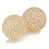 Set Of Two 5" Gold And Faux Crystal Bling Spheres - Homeroots