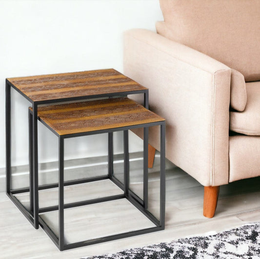 22" Black And Brown Resin End Table - Homeroots