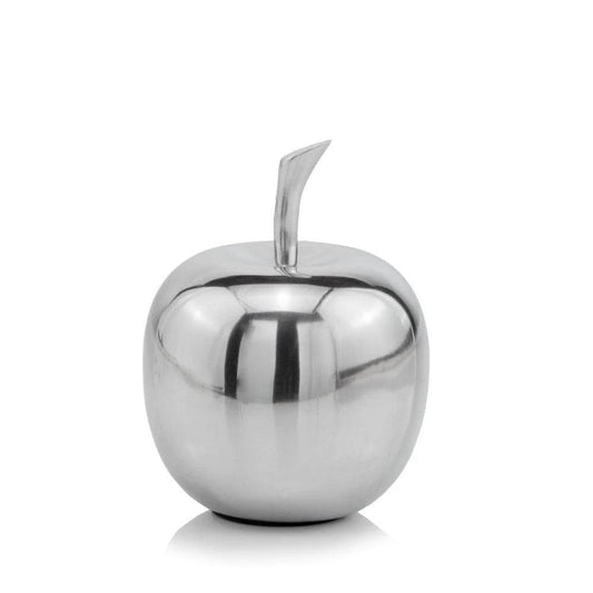 6" Silver Buffed Aluminum Decorative Apple Tabletop Sculpture - Homeroots