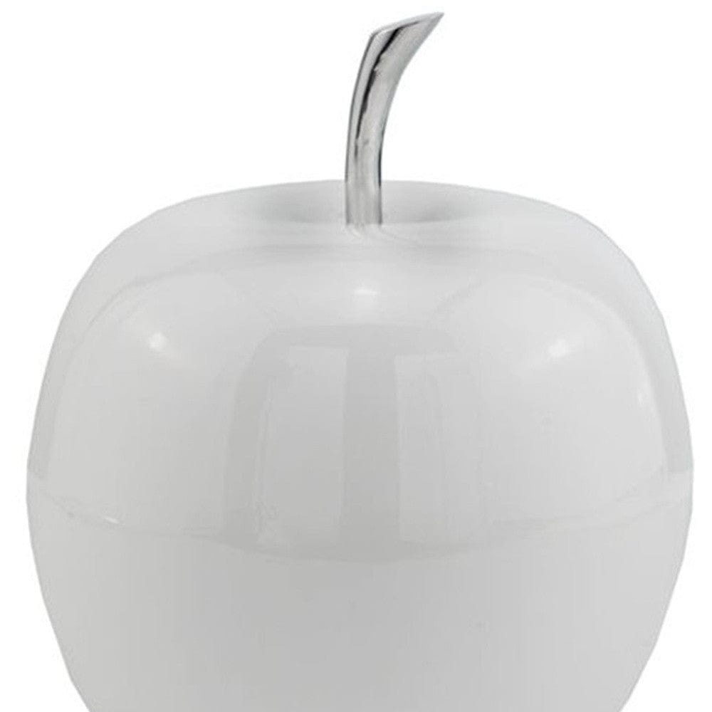 6" White Aluminum Decorative Apple Tabletop Sculpture - Homeroots - Flyclothing LLC