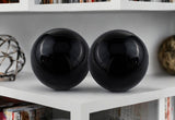 Set of Two 3" Black Aluminum Decorative Orb Tabletop Sculptures - Homeroots