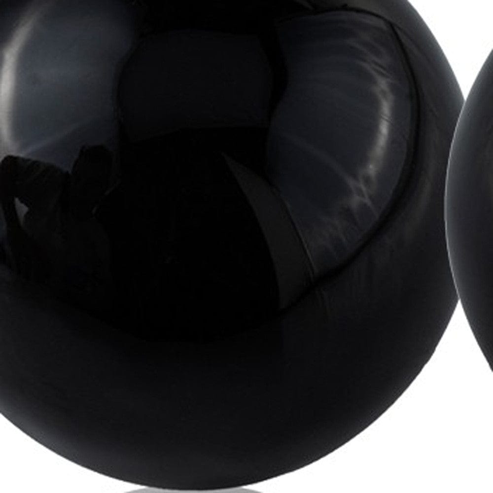 Set of Two 3" Black Aluminum Decorative Orb Tabletop Sculptures - Homeroots