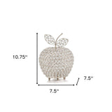 11" Silver and Clear Faux Crystal Decorative Apple Tabletop Sculpture - Homeroots - Flyclothing LLC