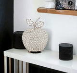 11" Silver and Clear Faux Crystal Decorative Apple Tabletop Sculpture - Homeroots - Flyclothing LLC