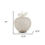 14" Silver Faux Crystal Apple Sculpture - Homeroots - Flyclothing LLC