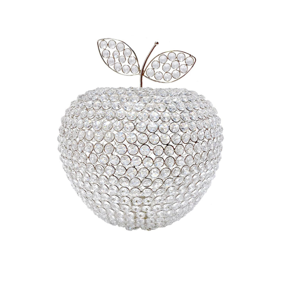 14" Silver Faux Crystal Apple Sculpture - Homeroots - Flyclothing LLC