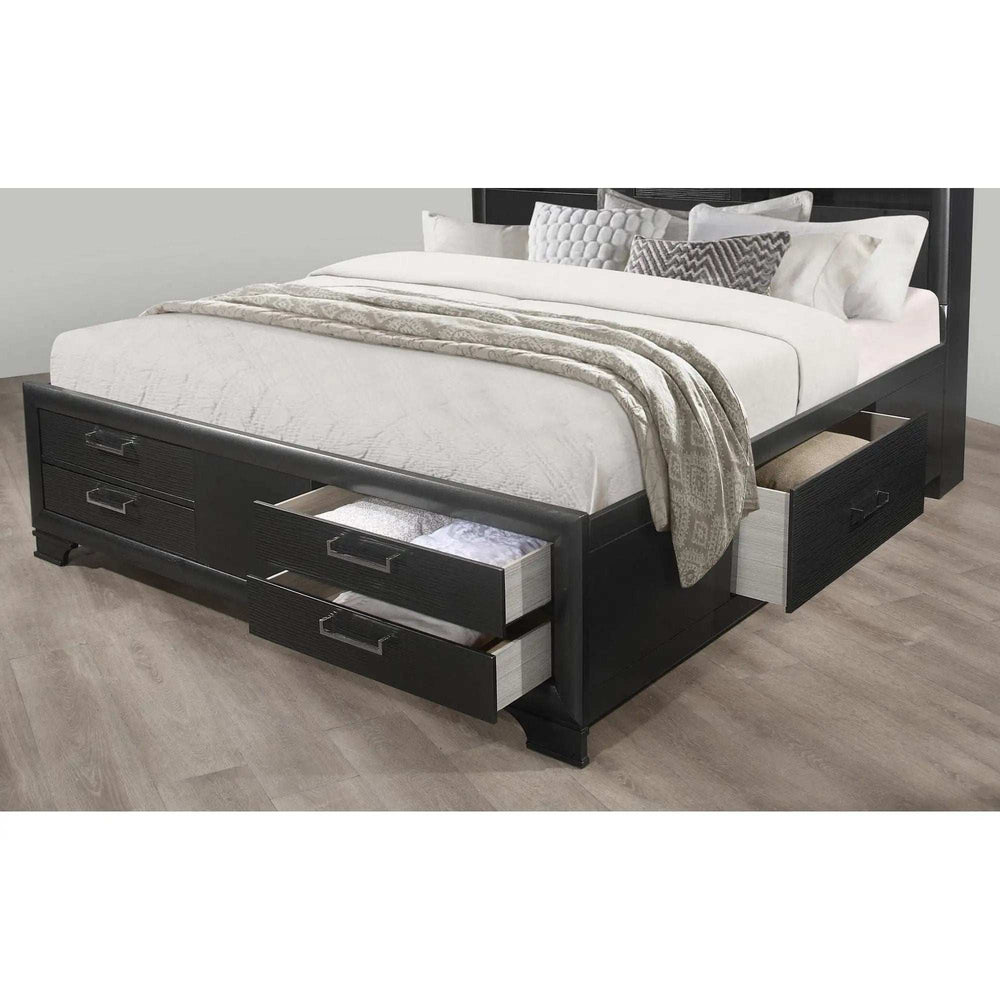 Solid Wood Full Gray Eight Drawers Bed - Homeroots - Flyclothing LLC