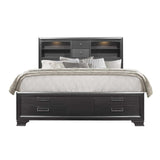 Solid Wood Queen Gray Eight Drawers Bed - Homeroots - Flyclothing LLC