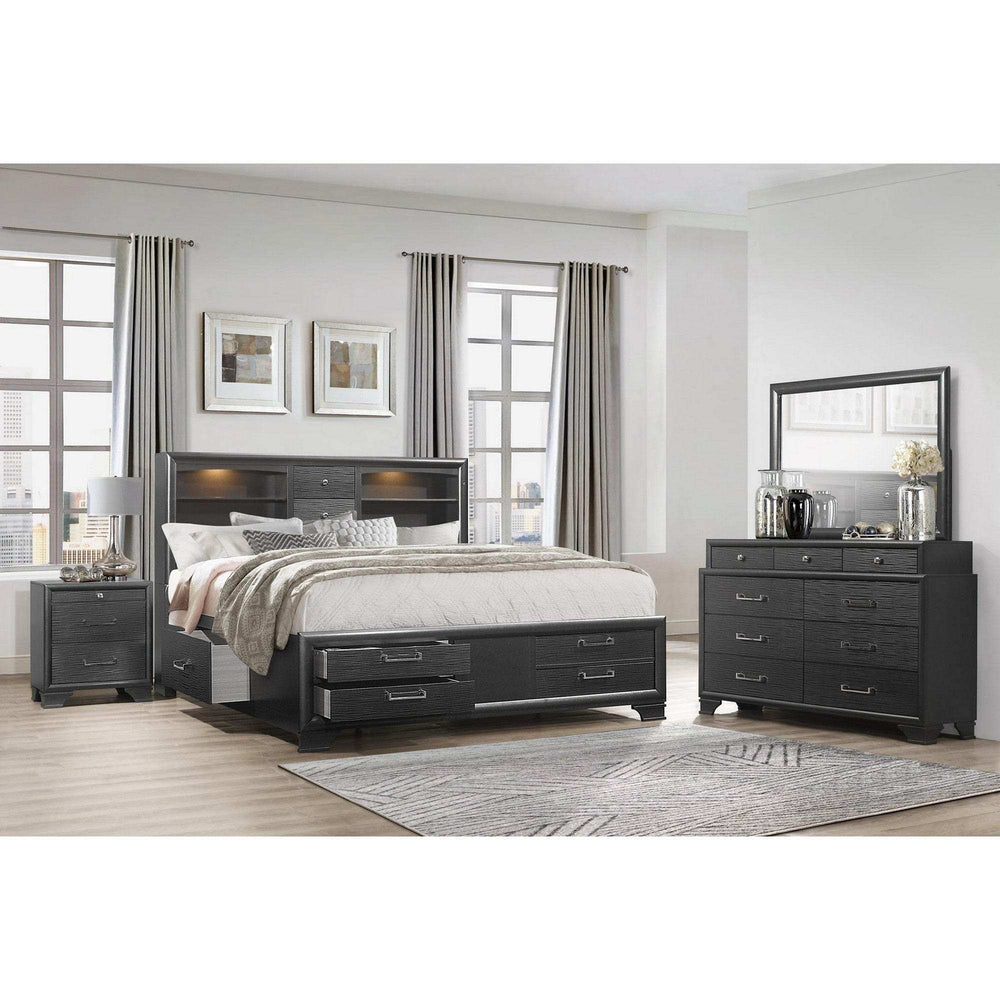 Solid Wood Queen Gray Eight Drawers Bed - Homeroots - Flyclothing LLC