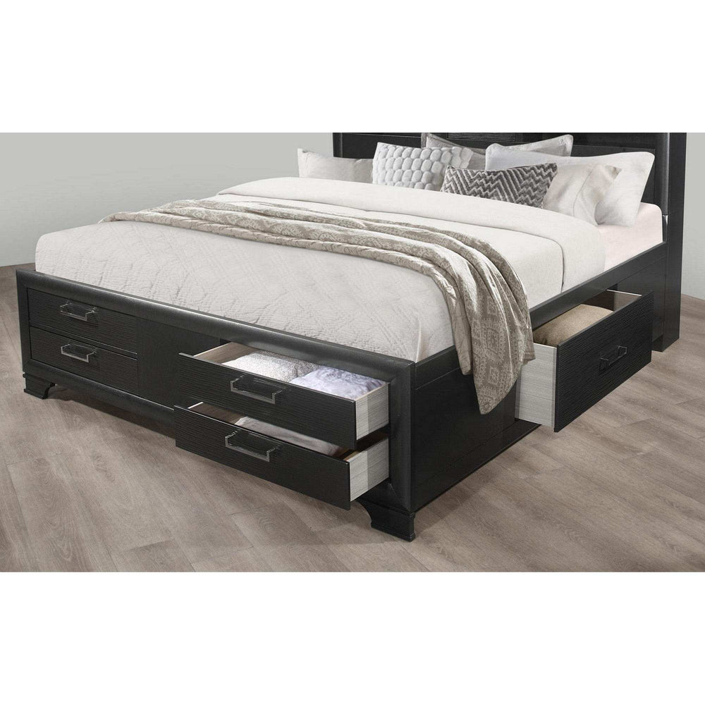 Solid Wood King Gray Eight Drawers Bed - Homeroots - Flyclothing LLC