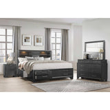 Solid Wood King Gray Eight Drawers Bed - Homeroots - Flyclothing LLC