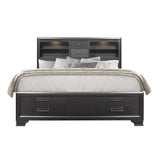 Solid Wood King Gray Eight Drawers Bed - Homeroots - Flyclothing LLC