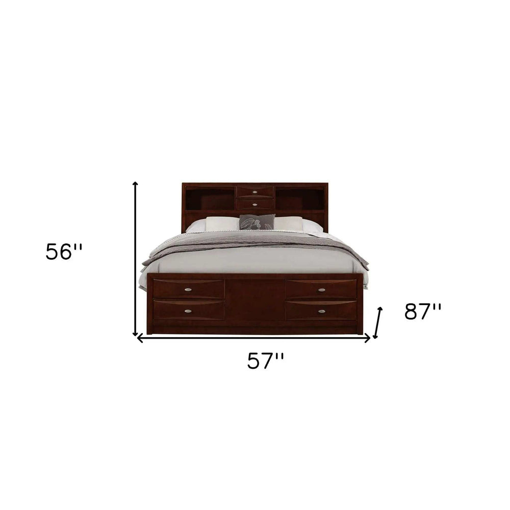 Solid Wood Full Espresso Eight Drawers Bed - Homeroots - Flyclothing LLC