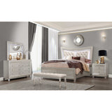 Champagne Tone Queen Bed With Padded Headboard Led Lightning 2 Drawer - Homeroots - Flyclothing LLC