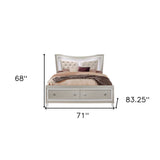 Champagne Tone Queen Bed With Padded Headboard Led Lightning 2 Drawer - Homeroots - Flyclothing LLC