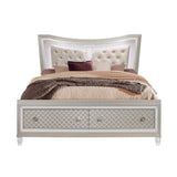 Champagne Tone Queen Bed With Padded Headboard Led Lightning 2 Drawer - Homeroots - Flyclothing LLC