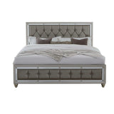 Solid Wood Full Tufted Silver Upholstered Linenno Bed With Nailhead Trim - Homeroots - Flyclothing LLC