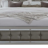 Solid Wood Full Tufted Silver Upholstered Linenno Bed With Nailhead Trim - Homeroots - Flyclothing LLC