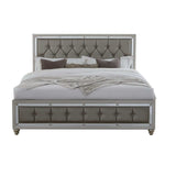 Solid Wood Full Tufted Silver Upholstered Linenno Bed With Nailhead Trim - Homeroots - Flyclothing LLC