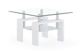 18" White And Clear Glass End Table - Homeroots